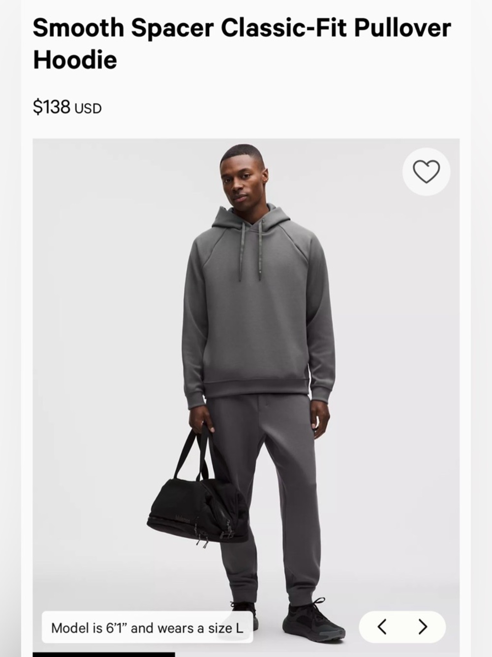 Smooth Spacer Classic-Fit Pullover Hoodie by Lululemon in size XS